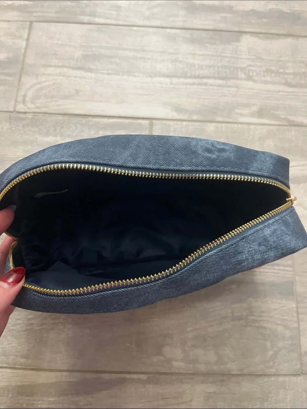 Navy Embroidered 'TRAVEL' Cosmetic Pouch - Multicolor Accent